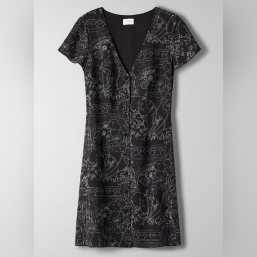 Aritzia Wilfred Nazaire Button Down Dress in Black and White Pattern